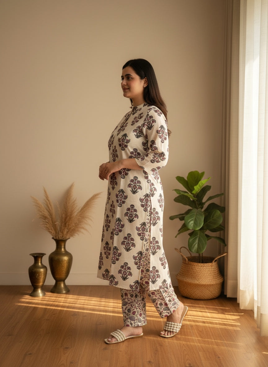 Ajrakh print cotton kurta set with pants
