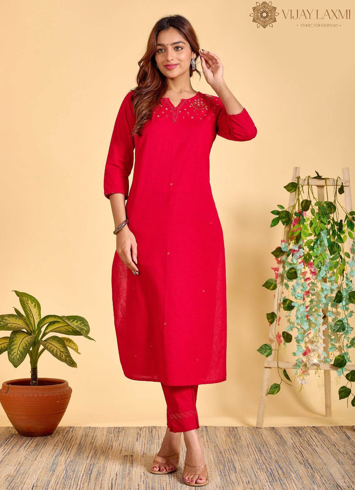 Red Mul Mul cotton Suit