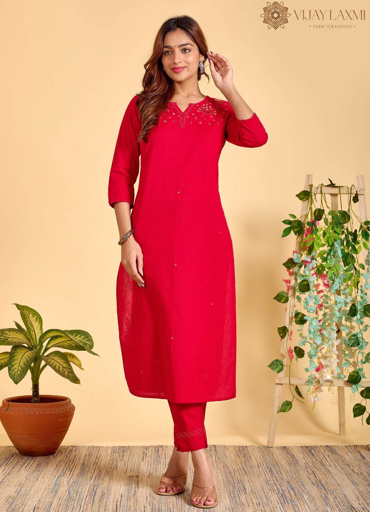 Red Mul Mul cotton Suit