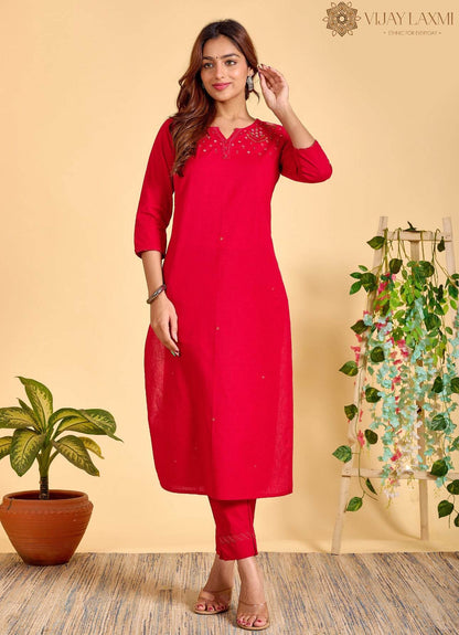 Red Mul Mul cotton Suit