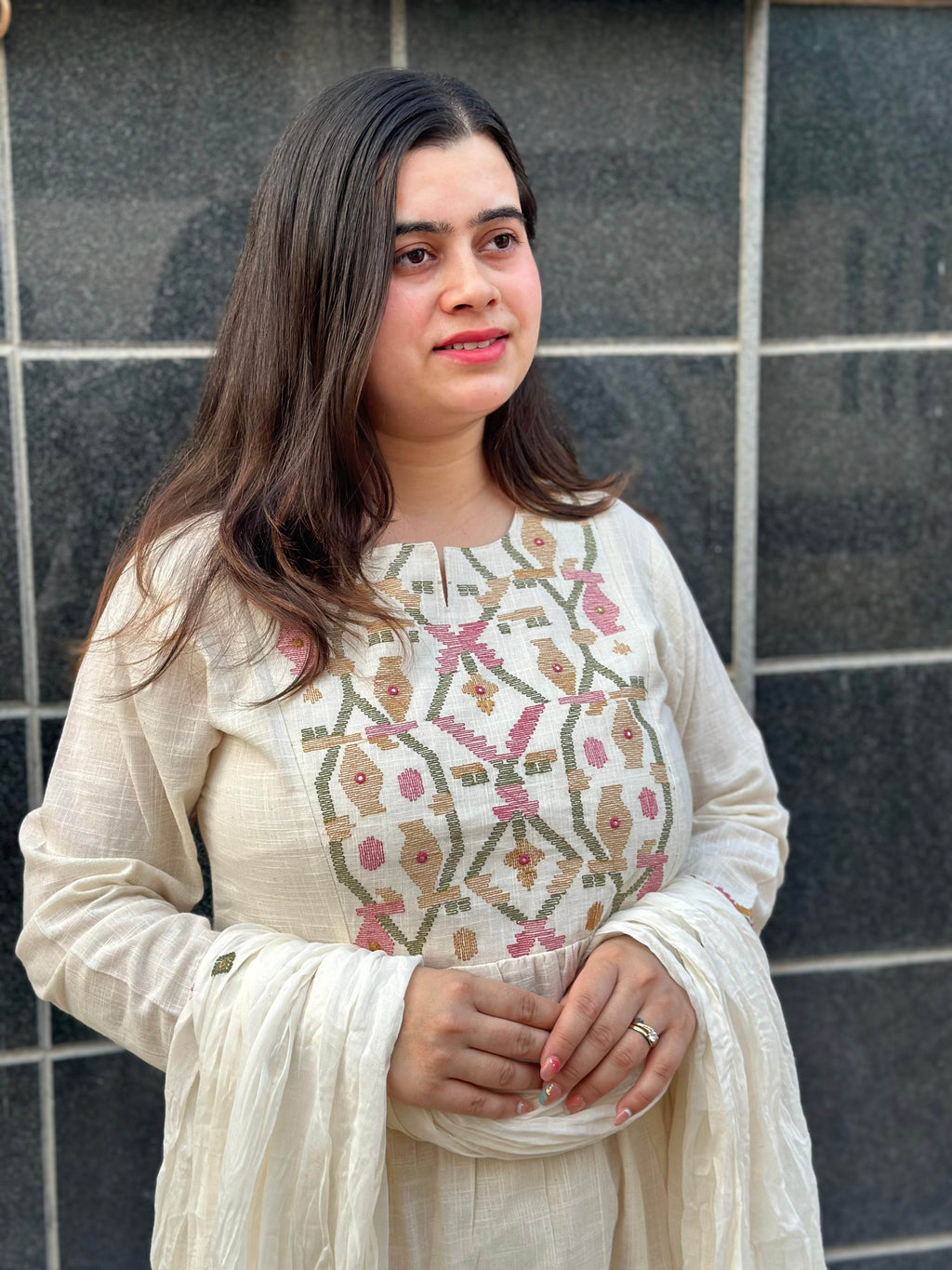 Thread Work Cotton Suit For Women