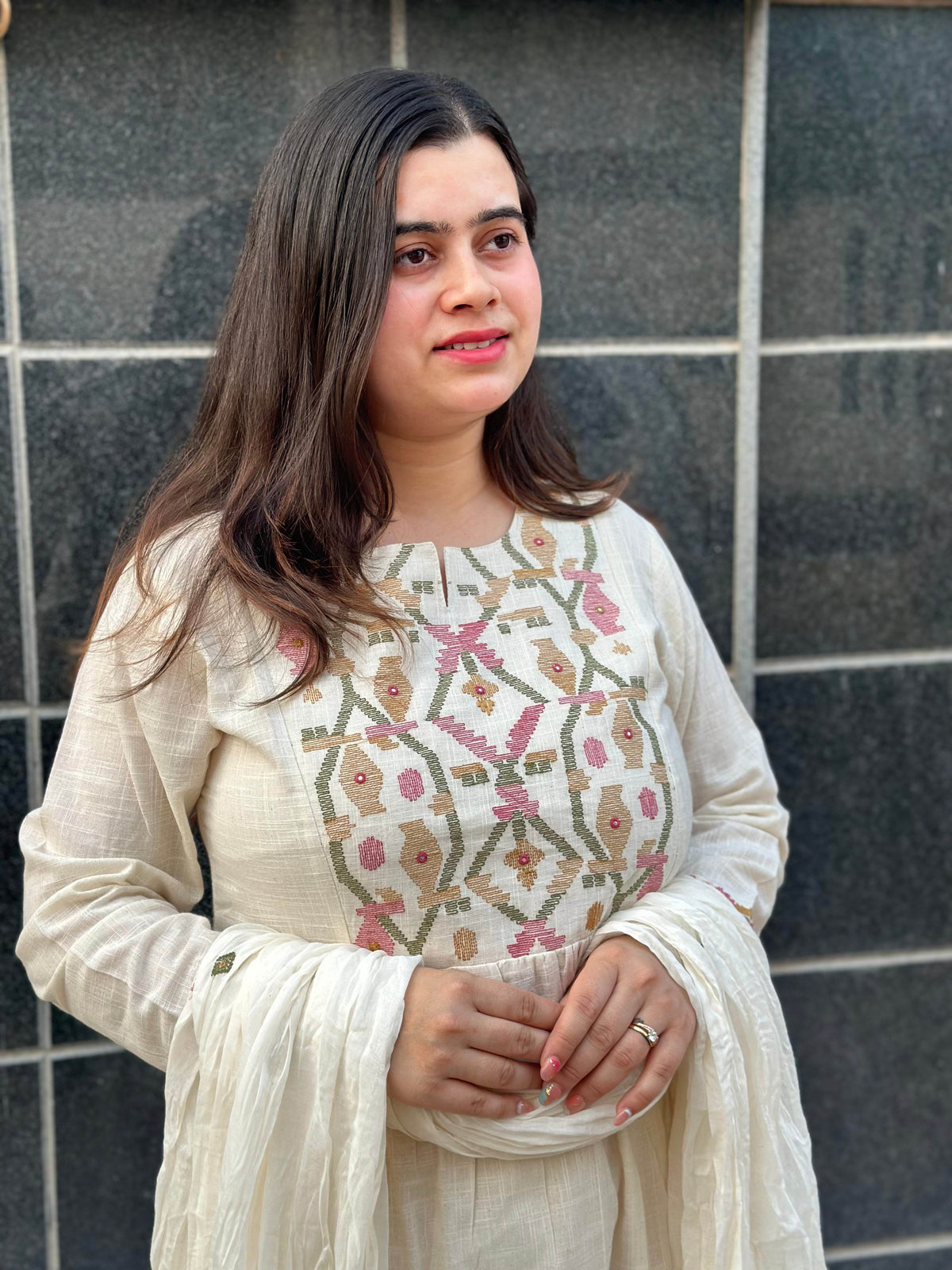 Thread Work Cotton Suit For Women