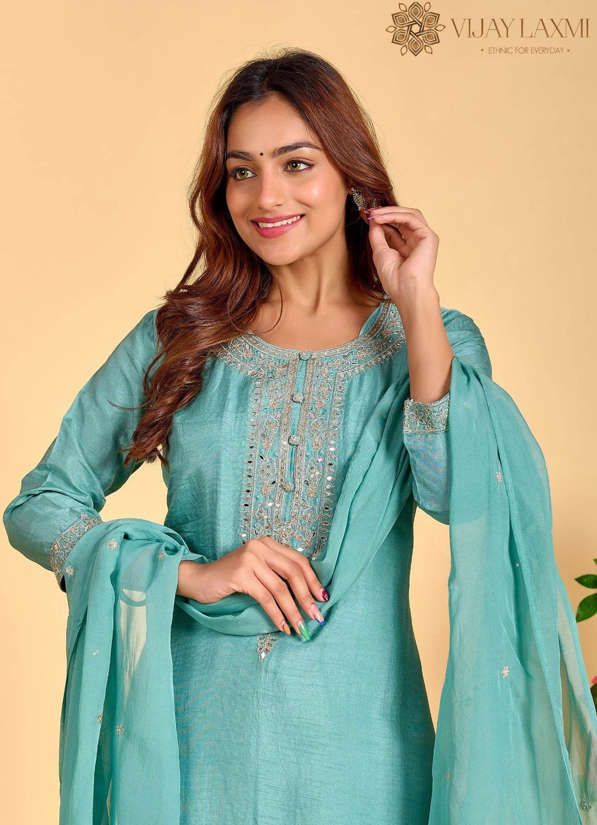 Modal Shimmer Silk Suit