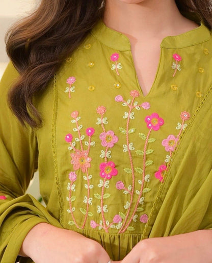 Amayra Cotton Threadwork Pant Dupatta Set – Thread & Lacework