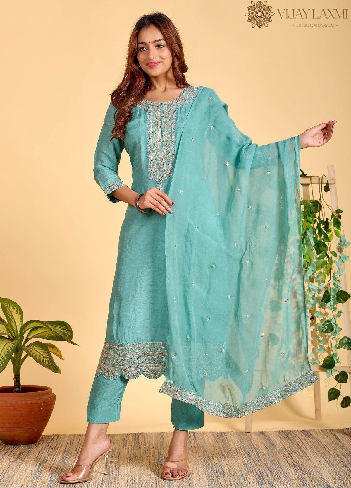 Modal Shimmer Silk Suit