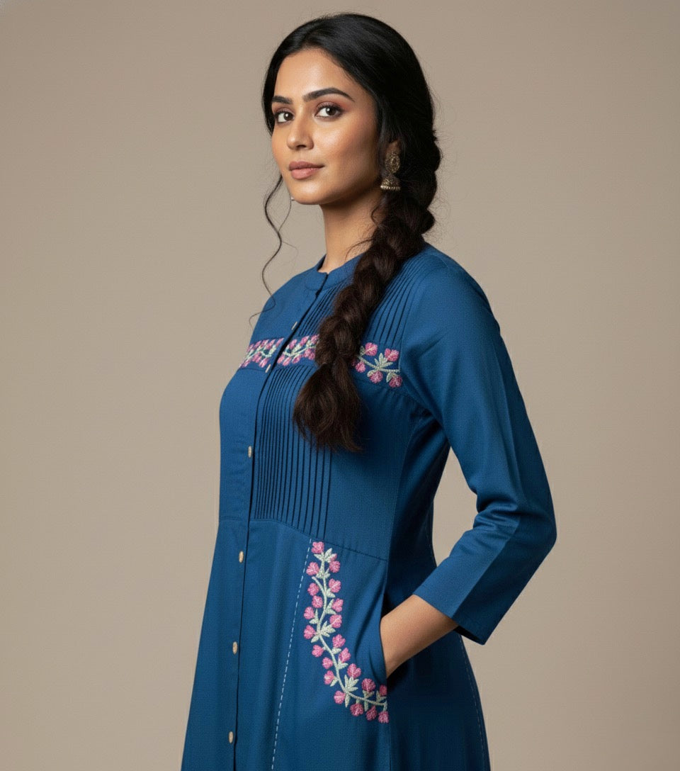 Amayra Cotton Flex Blue kurta Set