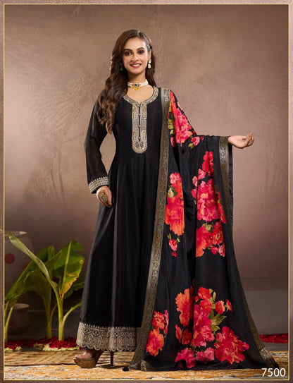 Dola Silk Party wear Frock Suit