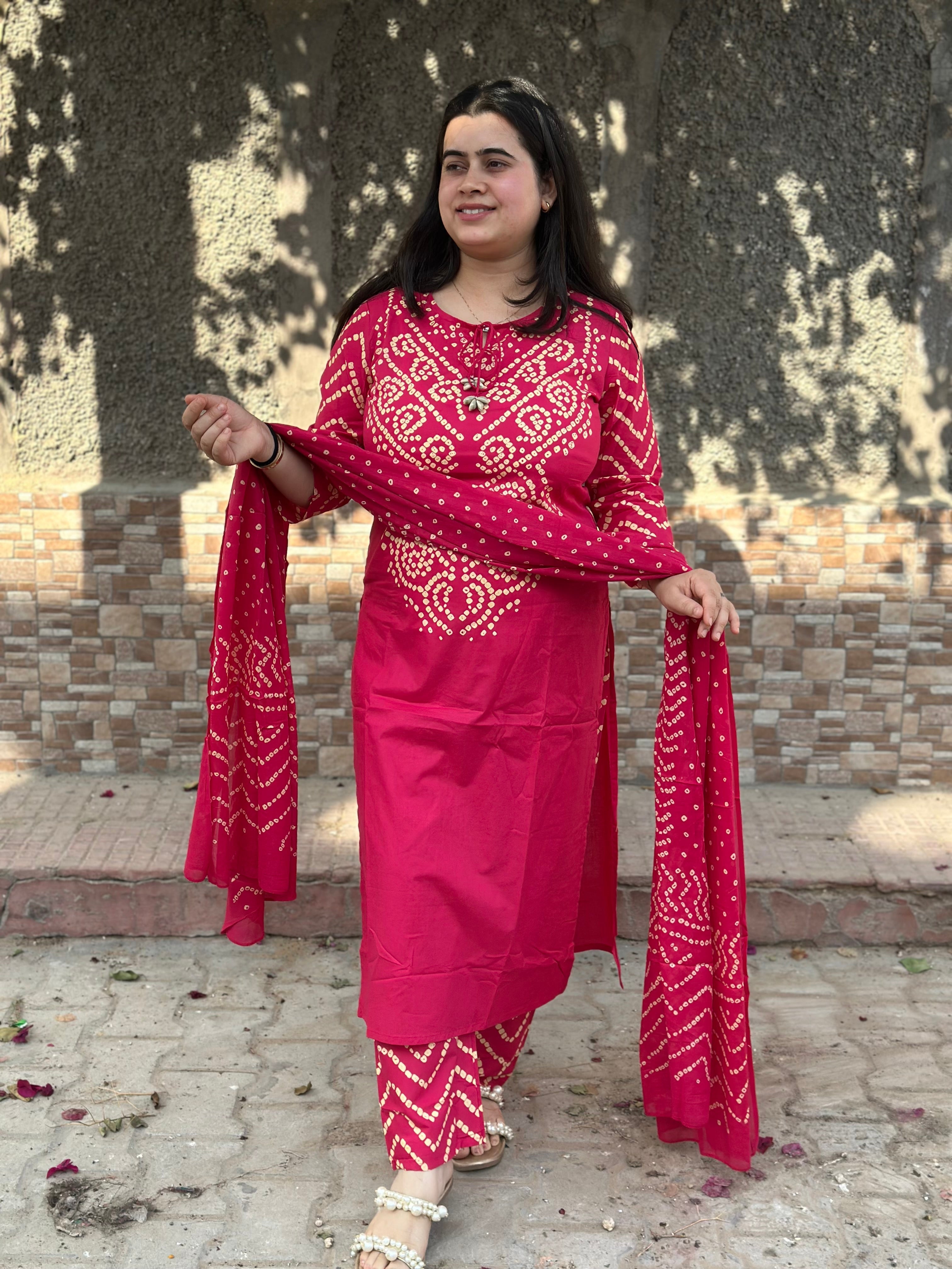 Amayra Cotton Kurta Embroidery Work Kurti Pant And Dupatta