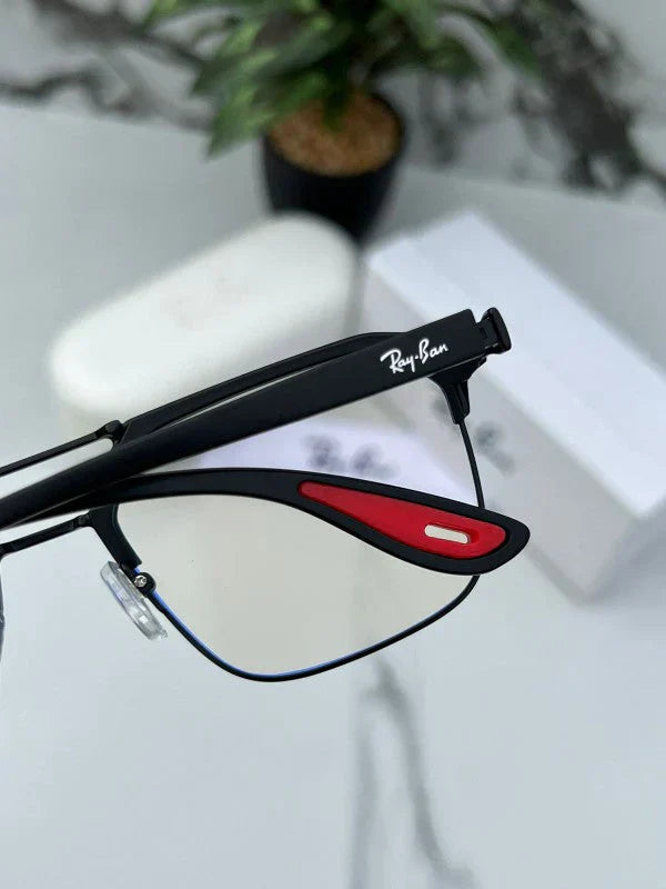 RB #7 METAL BLACK BLUE CUT SUNGLASSES