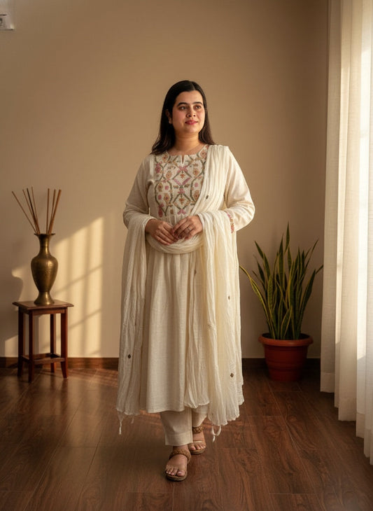 Thread Work Cotton Suit For Women