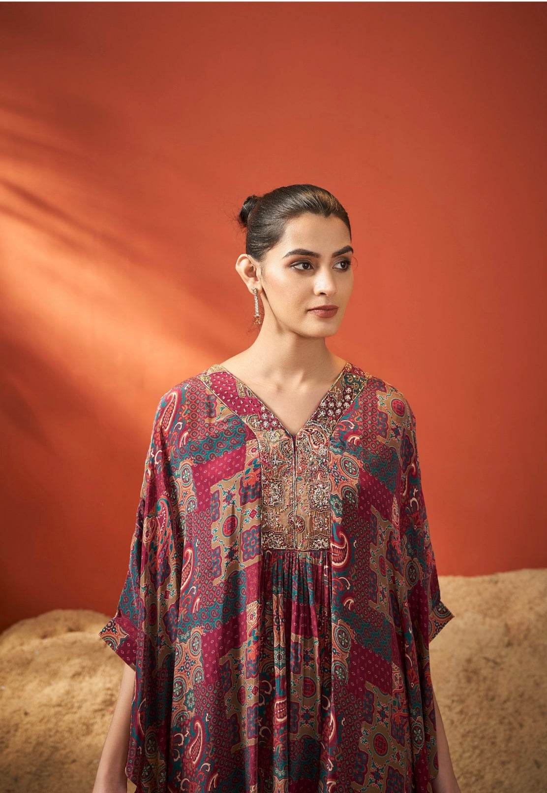 Pure crepe kaftan dress for Women