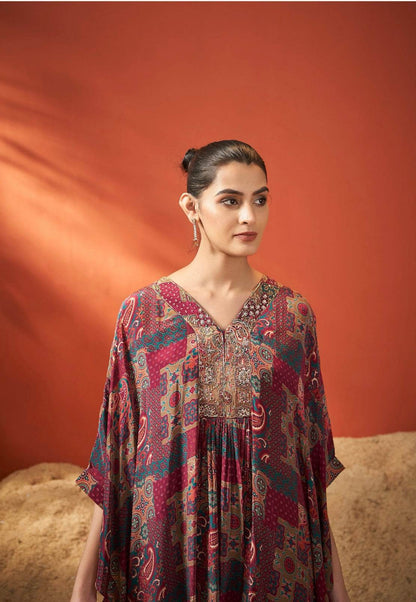 Pure crepe kaftan dress for Women