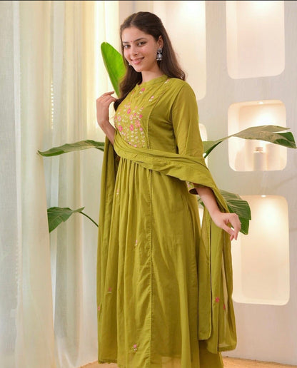 Amayra Cotton Threadwork Pant Dupatta Set – Thread & Lacework