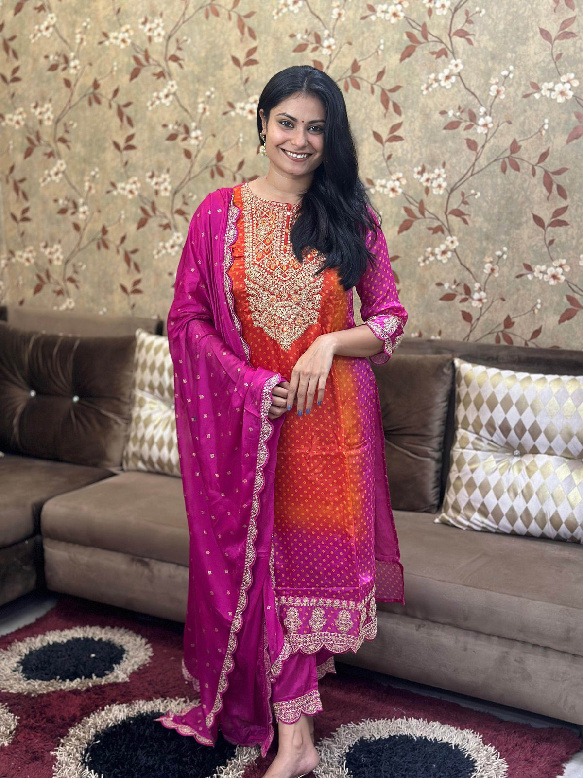Soft Chinon Silk Suit For Women