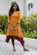 Mustard Yellow Infinite Ikat Printed Viscose Dress