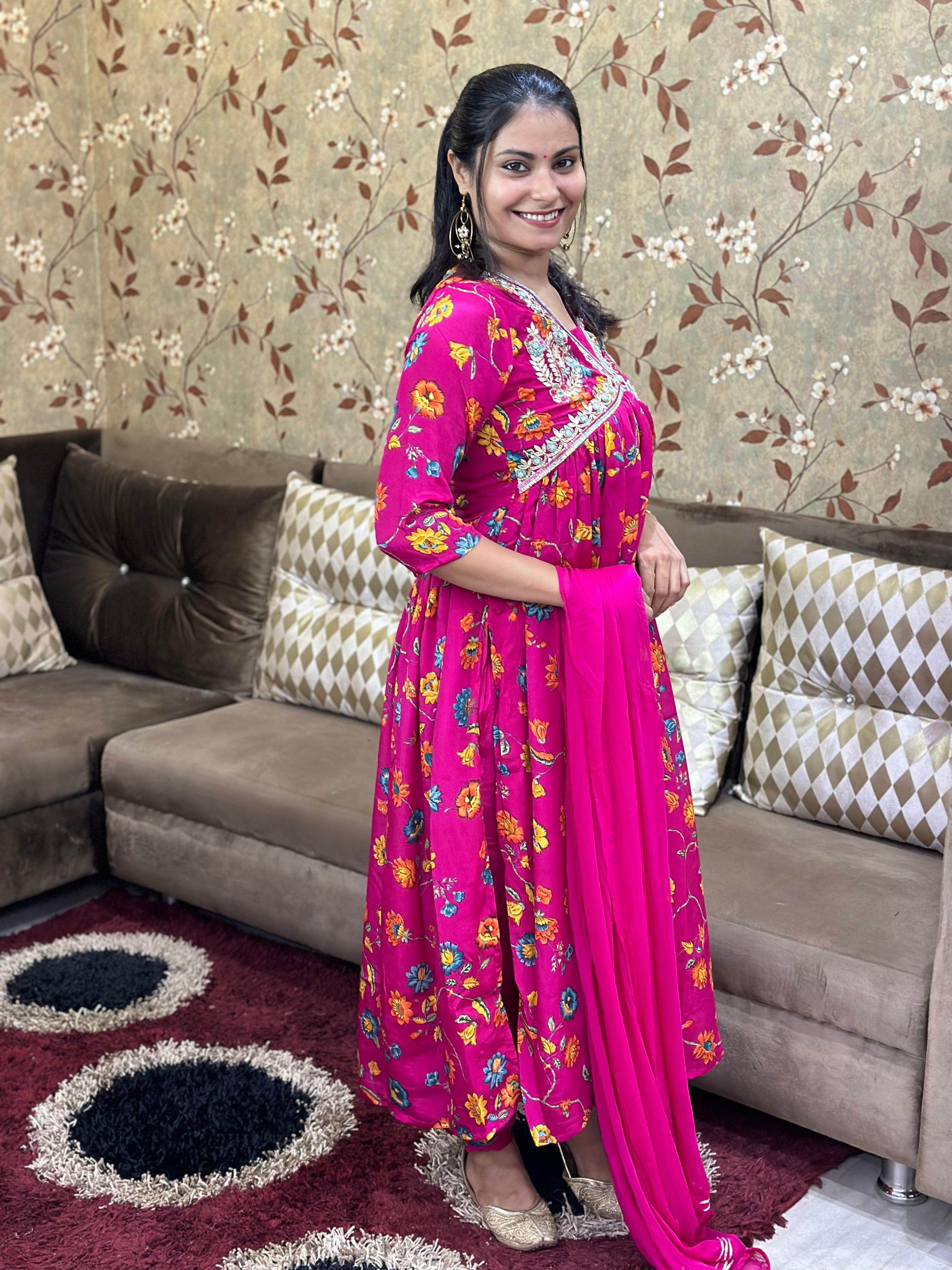 Alia Cut Chinon Suit Set