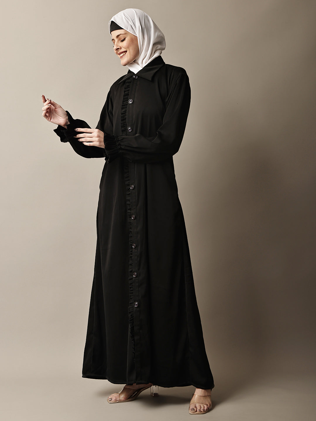 Black Ruffle Abaya