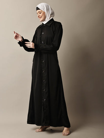 Black Ruffle Abaya