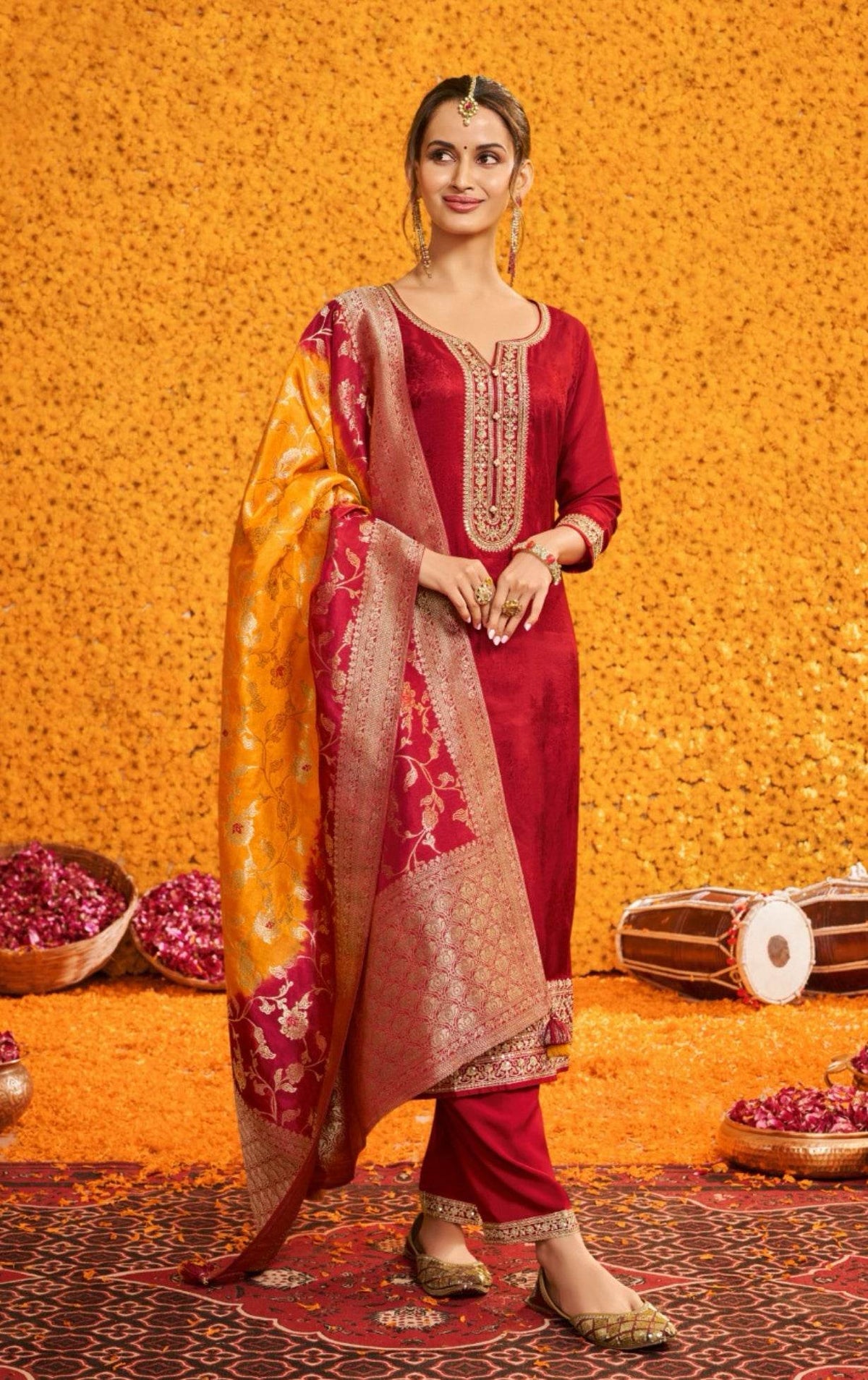 Plus size Banarasi silk suit