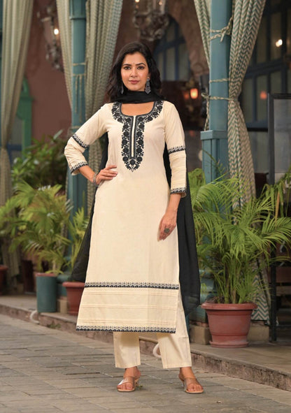 Cotton Kurta Set for Women Mehar Offwhite