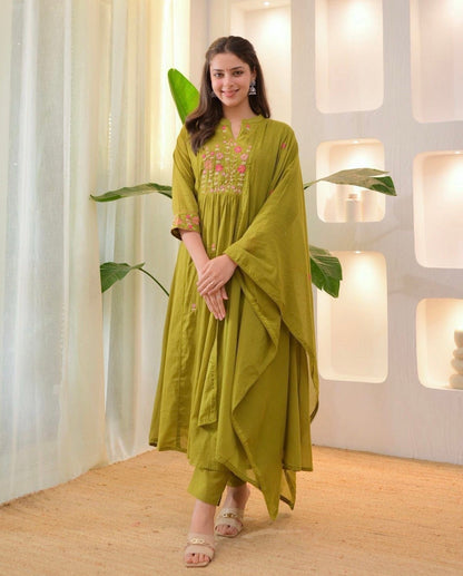 Amayra Cotton Threadwork Pant Dupatta Set – Thread & Lacework