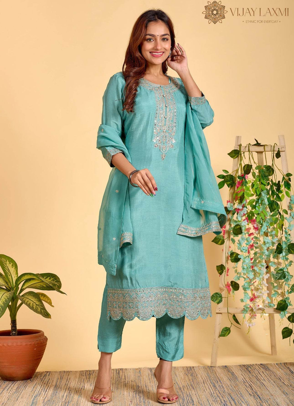 Modal Shimmer Silk Suit