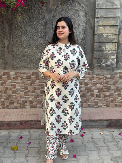 Ajrakh print cotton kurta set with pants