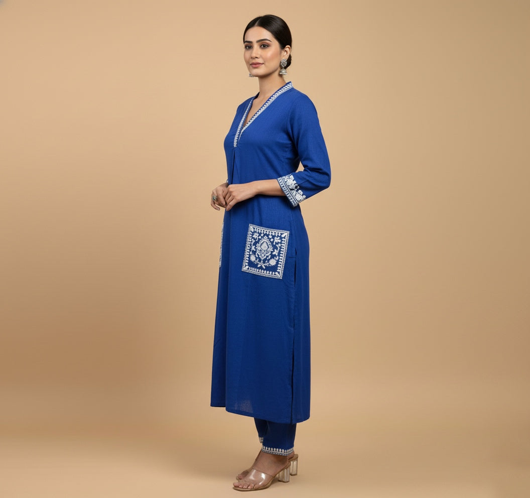 Amayra Cotton Flex Blue kurta Set