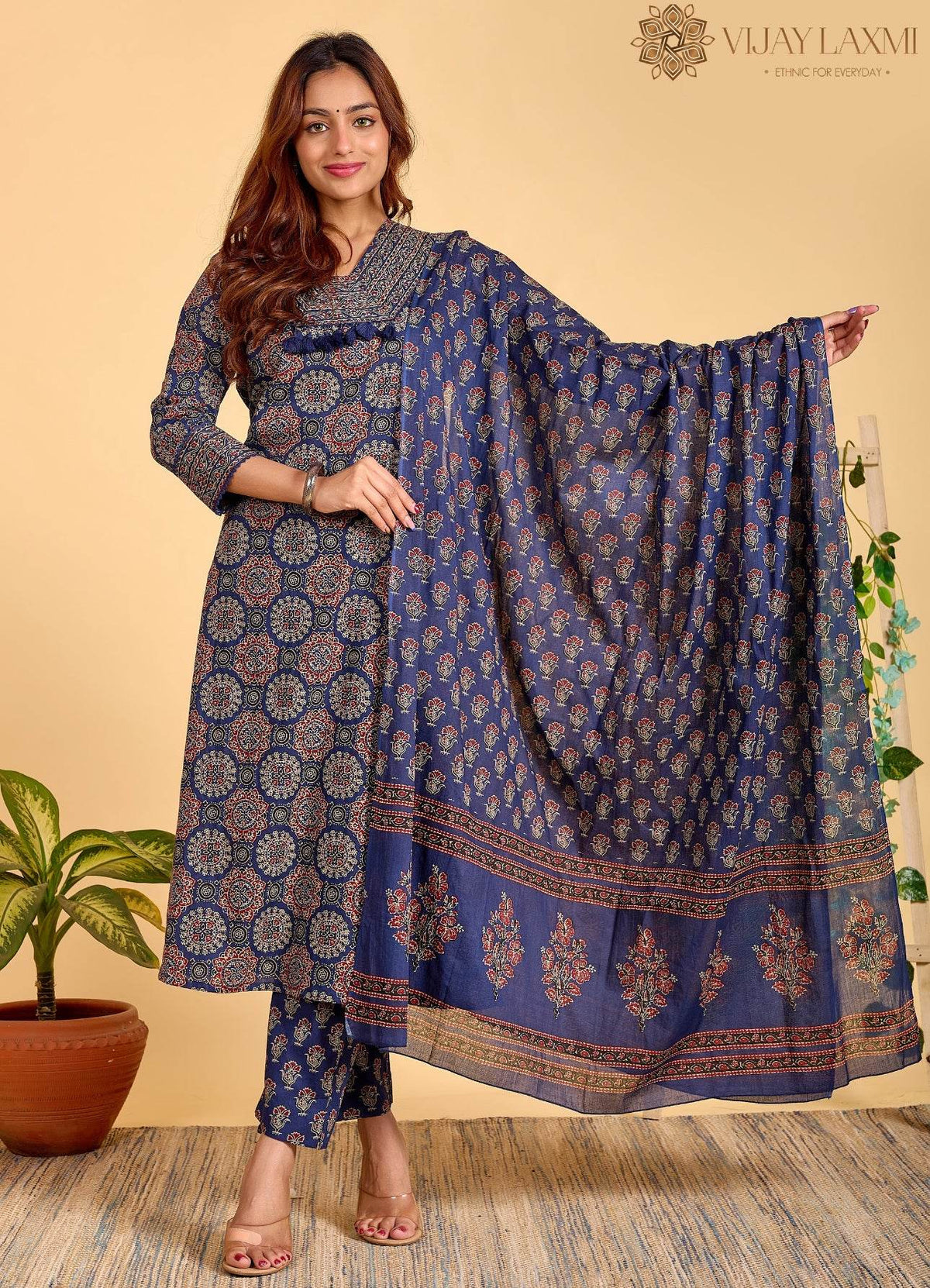 Ajrakh Printed Cotton Suit For Women