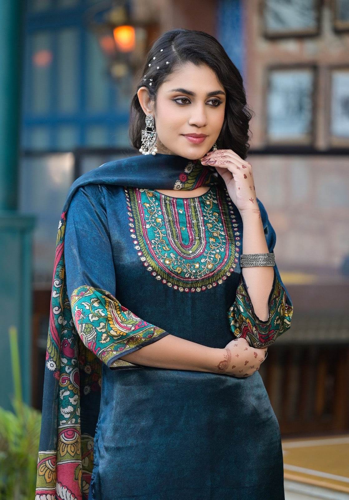 Soft Gajji Silk Suit For Women Peacock