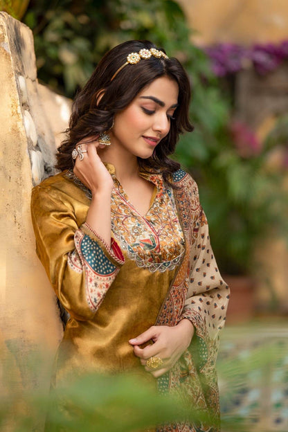 Soft Gajji Silk Suit For Women Peacock