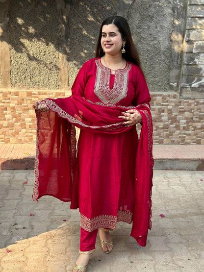 Soft Chinon Silk Suit For Women
