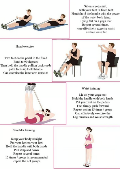 21 Fitness Resistance Bands-4 Tube Pedal Ankle Puller