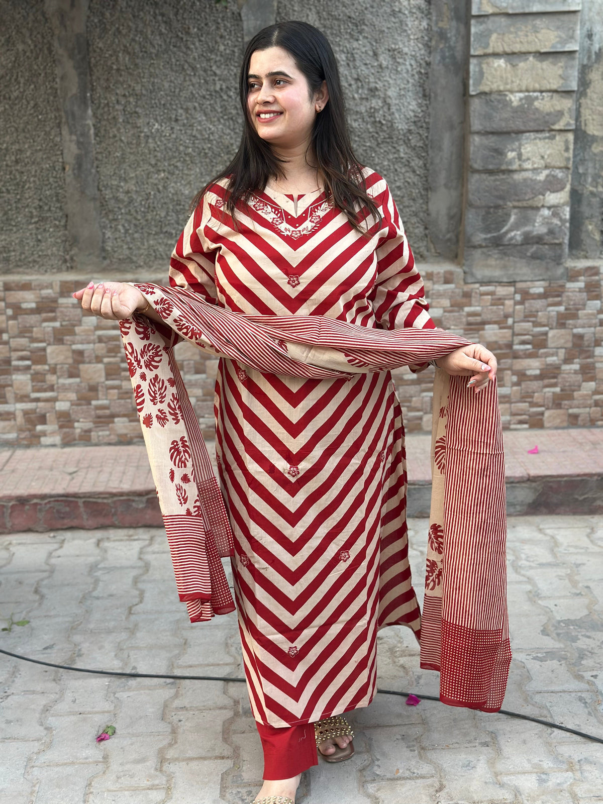 Premium Cotton kurta Set with pants and dupatta