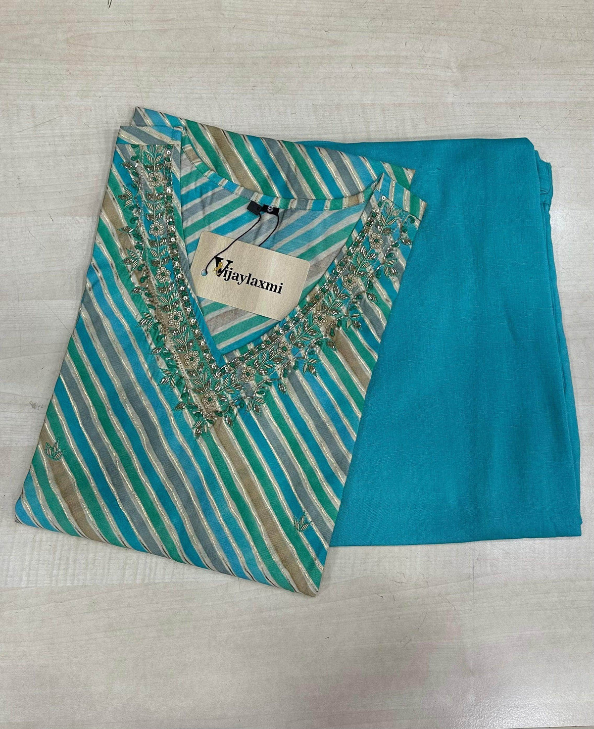 Muslin Silk lehariya Suit Set