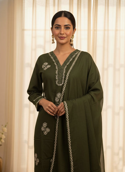 Premium Cotton kurta set for women with doriya  dupatta