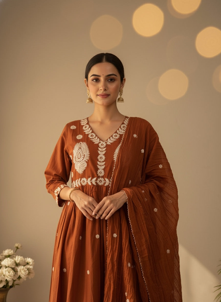 Premium Cotton kurta set for women with dupatta