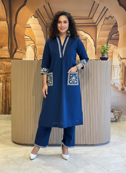 Amayra Cotton Flex Blue kurta Set