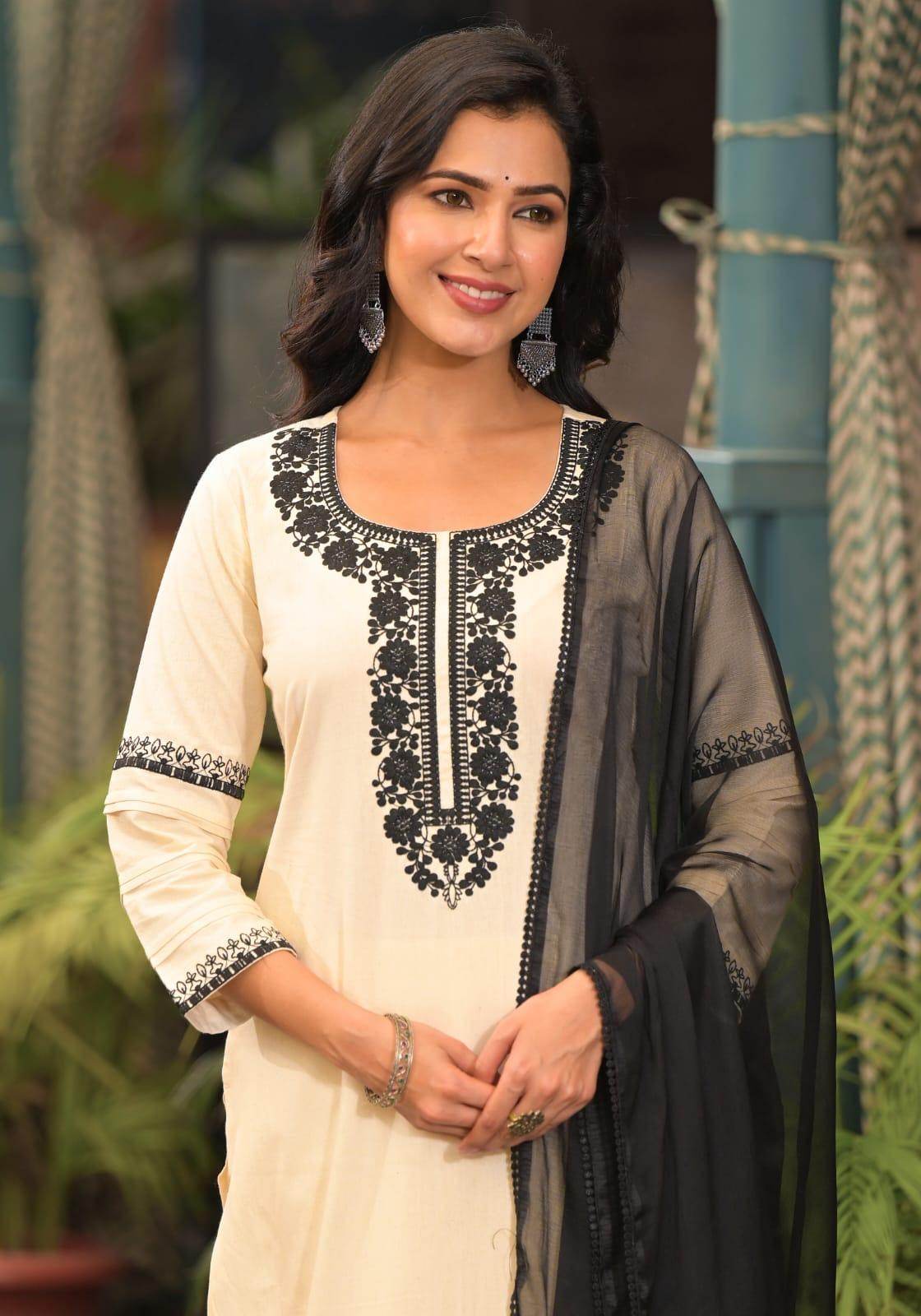 Cotton Kurta Set for Women Mehar Offwhite