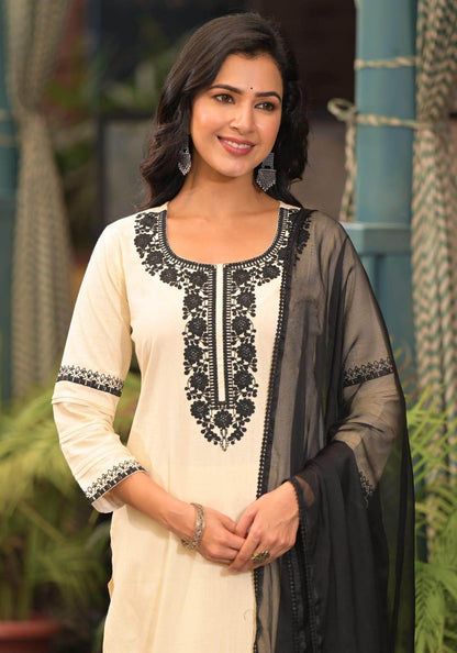 Cotton Kurta Set for Women Mehar Offwhite