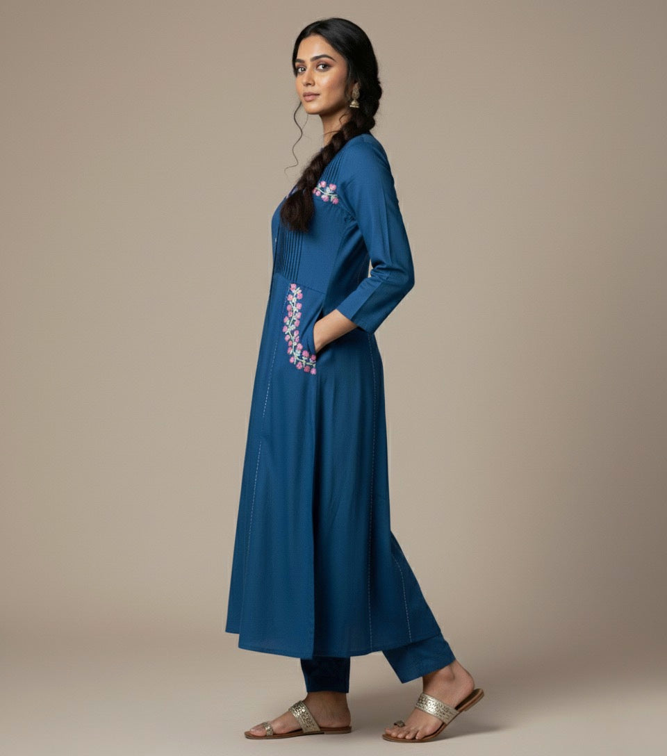Amayra Cotton Flex Blue kurta Set