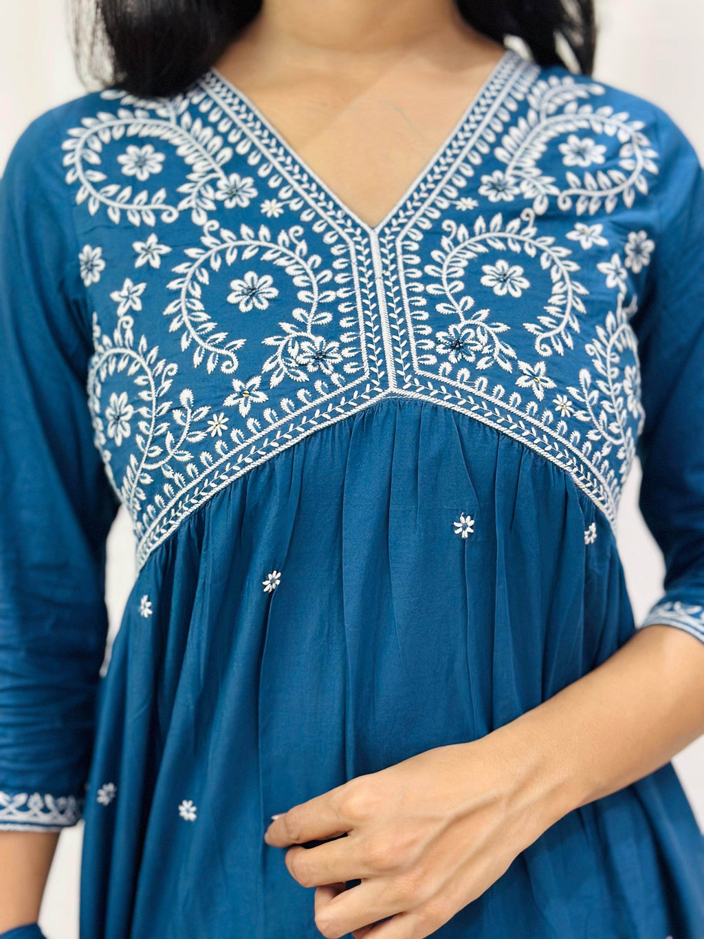 Mul Mul Cotton Suit For Women BLU