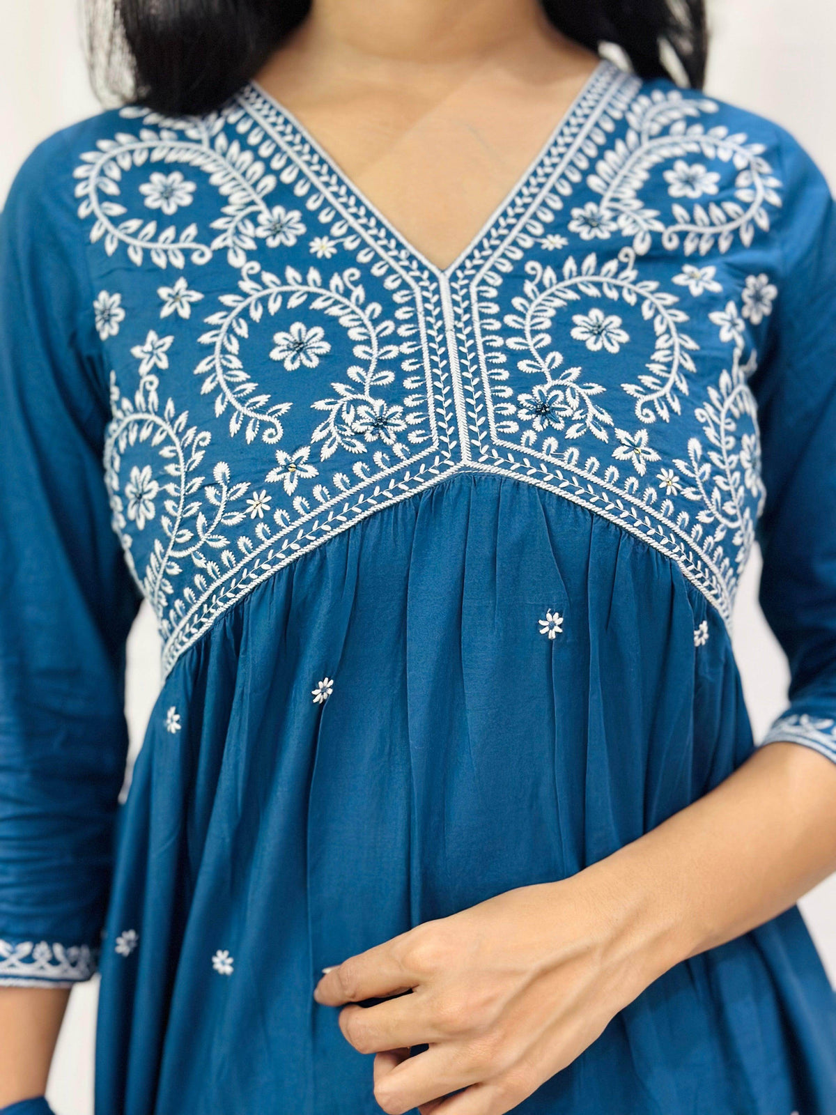 Mul Mul Cotton Suit For Women BLU