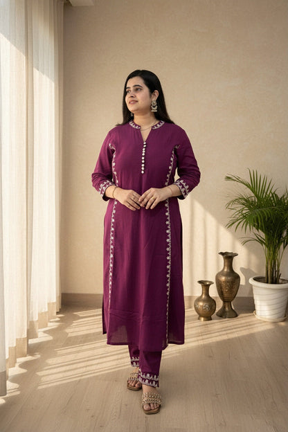 Cotton kurta set with pants