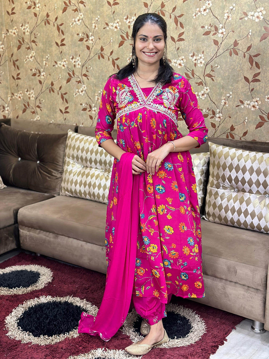 Alia Cut Chinon Suit Set