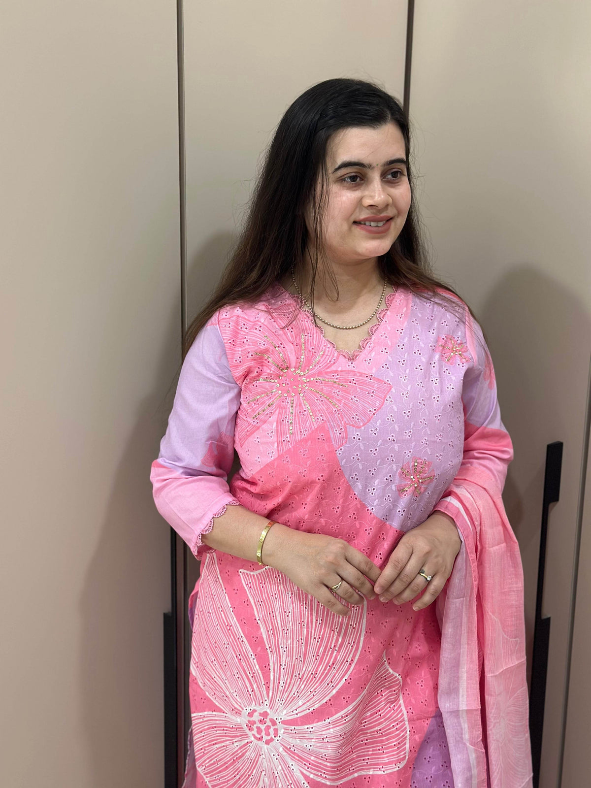 Cotton Chiffli kurta Set with dupatta