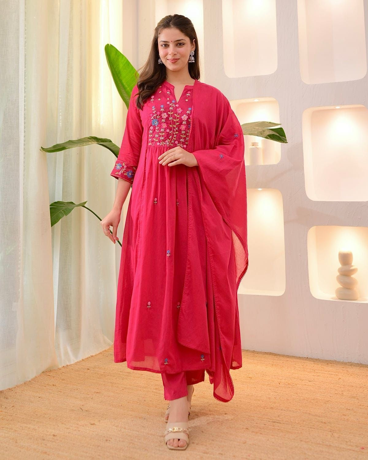 Amayra Cotton Threadwork Pant Dupatta Set – Thread & Lacework