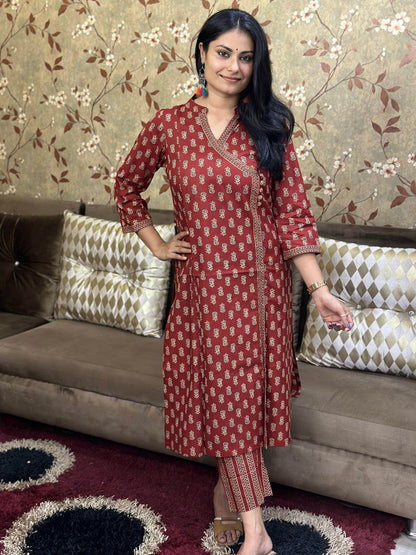 Angrakha Bagru Red Suit
