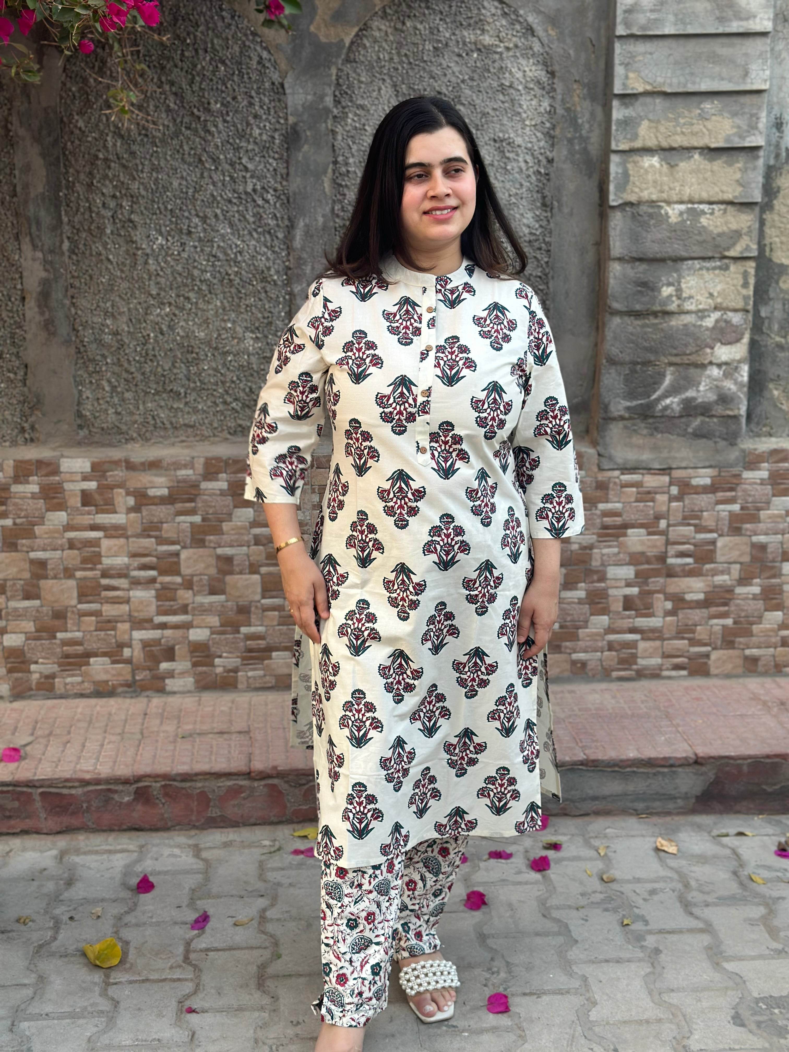 Ajrakh print cotton kurta set with pants