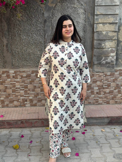 Ajrakh print cotton kurta set with pants